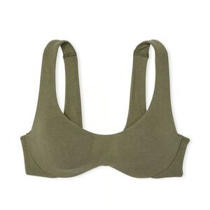 1270 NWT Base Cotton Unlined Scoop Bra Sz XL Casual New Olive